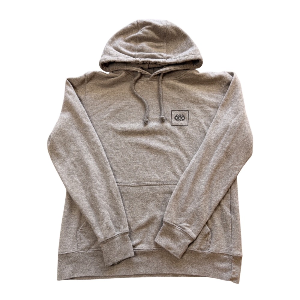 686 Six Eight Six Mens Heather Gray Logo Graphic‎ Pullover Hoodie Sweatshirt M